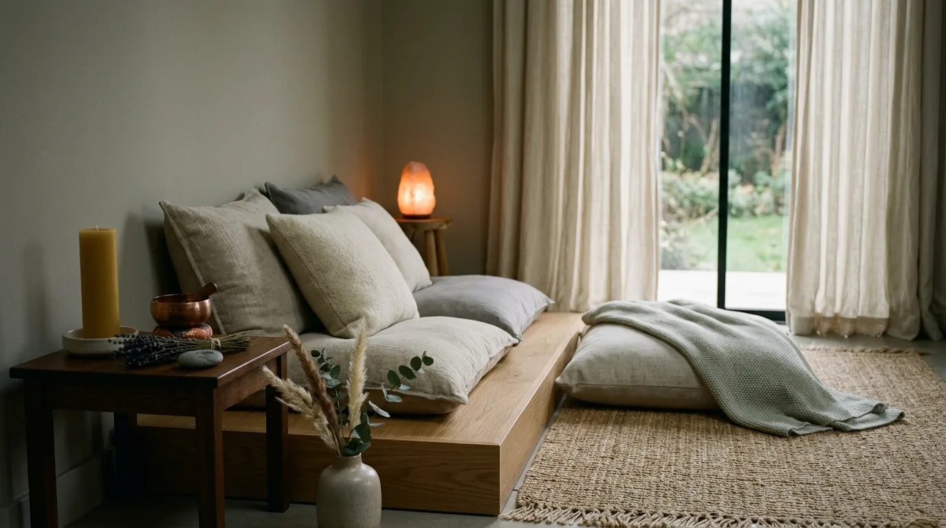 Keep art simple and soothing rather than distracting inspiration for a meditation space.